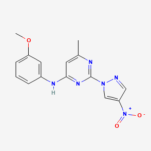 molecular formula C15H14N6O3 B2476879 N-(3-methoxyphenyl)-6-methyl-2-(4-nitro-1H-pyrazol-1-yl)pyrimidin-4-amine CAS No. 1001831-70-4