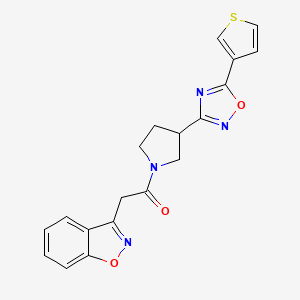 molecular formula C19H16N4O3S B2476880 2-(Benzo[d]isoxazol-3-yl)-1-(3-(5-(thiophen-3-yl)-1,2,4-oxadiazol-3-yl)pyrrolidin-1-yl)ethanone CAS No. 2034320-57-3