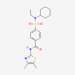 molecular formula C20H27N3O3S2 B2476883 4-(N-cyclohexyl-N-ethylsulfamoyl)-N-(4,5-dimethylthiazol-2-yl)benzamide CAS No. 923404-18-6