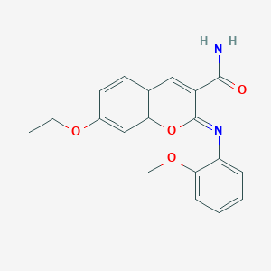 molecular formula C19H18N2O4 B2476884 7-Ethoxy-2-(2-methoxyphenyl)iminochromene-3-carboxamide CAS No. 389075-31-4