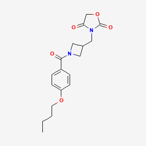 molecular formula C18H22N2O5 B2476888 3-((1-(4-丁氧基苯甲酰基)氮杂环丁-3-基)甲基)恶唑烷-2,4-二酮 CAS No. 2034391-68-7
