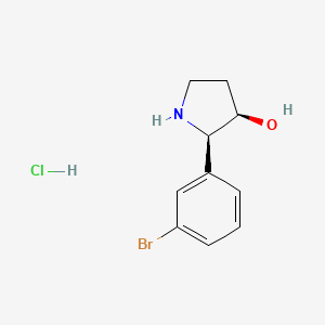molecular formula C10H13BrClNO B2476934 (2R,3R)-2-(3-溴苯基)吡咯烷-3-醇；盐酸盐 CAS No. 2470279-68-4