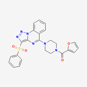 molecular formula C24H20N6O4S B2476956 5-[4-(2-Furoyl)piperazin-1-yl]-3-(phenylsulfonyl)[1,2,3]triazolo[1,5-a]quinazoline CAS No. 893274-13-0