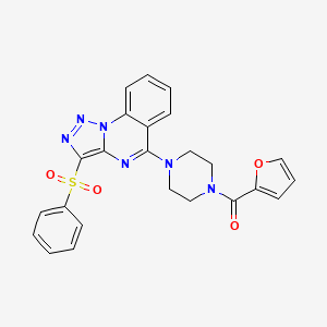 molecular formula C24H20N6O4S B2476956 5-[4-(2-Furoyl)piperazin-1-yl]-3-(phenylsulfonyl)[1,2,3]triazolo[1,5-a]quinazolin CAS No. 893274-13-0