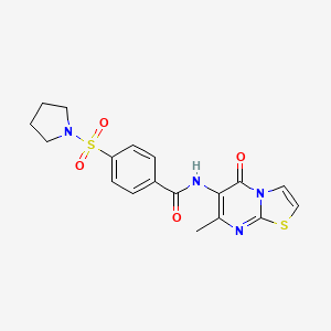 molecular formula C18H18N4O4S2 B2476998 N-(7-甲基-5-氧代-5H-噻唑并[3,2-a]嘧啶-6-基)-4-(吡咯烷-1-基磺酰基)苯甲酰胺 CAS No. 941966-46-7