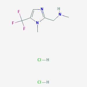 molecular formula C7H12Cl2F3N3 B2477007 N-甲基-1-(1-甲基-5-(三氟甲基)-1H-咪唑-2-基)甲胺二盐酸盐 CAS No. 2230804-19-8