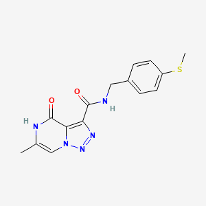 molecular formula C15H15N5O2S B2477027 6-methyl-N-[4-(methylthio)benzyl]-4-oxo-4,5-dihydro[1,2,3]triazolo[1,5-a]pyrazine-3-carboxamide CAS No. 1396864-16-6