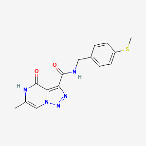 molecular formula C15H15N5O2S B2477027 6-メチル-N-[4-(メチルチオ)ベンジル]-4-オキソ-4,5-ジヒドロ[1,2,3]トリアゾロ[1,5-a]ピラジン-3-カルボキサミド CAS No. 1396864-16-6