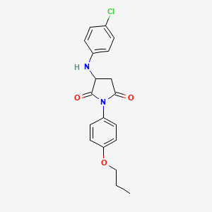 molecular formula C19H19ClN2O3 B2477036 3-[(4-Chlorophenyl)amino]-1-(4-propoxyphenyl)pyrrolidine-2,5-dione CAS No. 313271-14-6