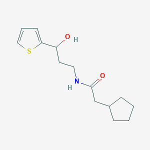 molecular formula C14H21NO2S B2477037 2-cyclopentyl-N-(3-hydroxy-3-(thiophen-2-yl)propyl)acetamide CAS No. 1421526-35-3