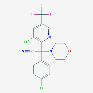 molecular formula C18H14Cl2F3N3O B2477042 2-(4-Chlorophenyl)-2-[3-chloro-5-(trifluoromethyl)-2-pyridinyl]-2-morpholinoacetonitrile CAS No. 338953-53-0