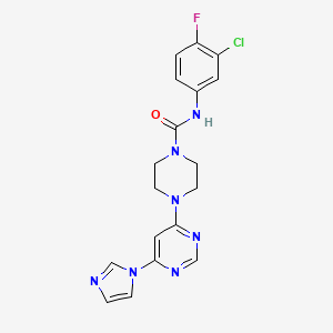 molecular formula C18H17ClFN7O B2477054 4-(6-(1H-咪唑-1-基)嘧啶-4-基)-N-(3-氯-4-氟苯基)哌嗪-1-甲酰胺 CAS No. 1171217-40-5