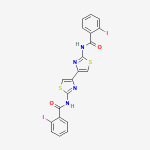 molecular formula C20H12I2N4O2S2 B2477065 2-碘基-N-[4-[2-[(2-碘基苯甲酰)氨基]-1,3-噻唑-4-基]-1,3-噻唑-2-基]苯甲酰胺 CAS No. 393838-80-7