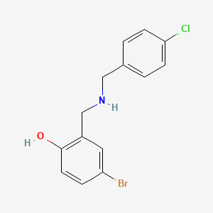 molecular formula C14H13BrClNO B2477071 4-溴-2-{[(4-氯苯甲基)氨基]甲基}苯酚 CAS No. 1538798-16-1