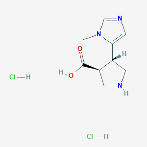 molecular formula C9H15Cl2N3O2 B2477094 (3S,4S)-4-(1-methyl-1H-imidazol-5-yl)pyrrolidine-3-carboxylic acid dihydrochloride CAS No. 1909294-29-6