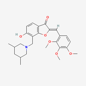 molecular formula C26H31NO6 B2477098 (Z)-7-((3,5-dimethylpiperidin-1-yl)methyl)-6-hydroxy-2-(2,3,4-trimethoxybenzylidene)benzofuran-3(2H)-one CAS No. 859133-65-6