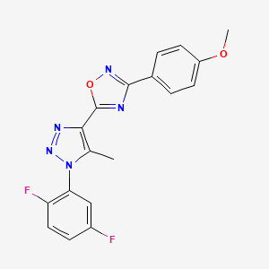 molecular formula C18H13F2N5O2 B2477104 5-[1-(2,5-difluorophenyl)-5-methyl-1H-1,2,3-triazol-4-yl]-3-(4-methoxyphenyl)-1,2,4-oxadiazole CAS No. 941970-74-7
