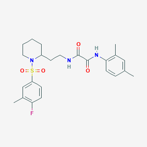 molecular formula C24H30FN3O4S B2477108 N1-(2,4-dimethylphenyl)-N2-(2-(1-((4-fluoro-3-methylphenyl)sulfonyl)piperidin-2-yl)ethyl)oxalamide CAS No. 898406-95-6