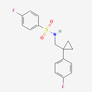 molecular formula C16H15F2NO2S B2477111 4-氟-N-((1-(4-氟苯基)环丙基)甲基)苯磺酰胺 CAS No. 1049357-88-1