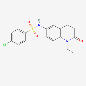 molecular formula C18H19ClN2O3S B2477113 4-chloro-N-(2-oxo-1-propyl-1,2,3,4-tetrahydroquinolin-6-yl)benzenesulfonamide CAS No. 941991-94-2