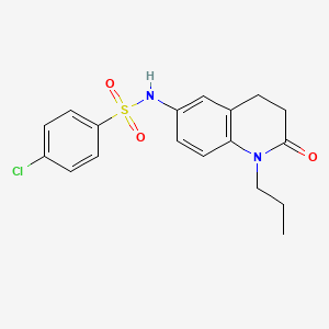 molecular formula C18H19ClN2O3S B2477113 4-クロロ-N-(2-オキソ-1-プロピル-1,2,3,4-テトラヒドロキノリン-6-イル)ベンゼン-1-スルホンアミド CAS No. 941991-94-2