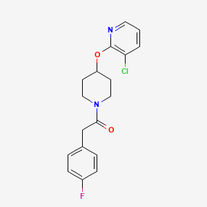 molecular formula C18H18ClFN2O2 B2477114 1-(4-((3-氯吡啶-2-基)氧基)哌啶-1-基)-2-(4-氟苯基)乙酮 CAS No. 1448060-91-0