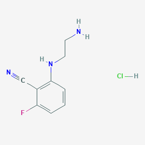 molecular formula C9H11ClFN3 B2477116 2-[(2-氨基乙基)氨基]-6-氟苯甲腈盐酸盐 CAS No. 1170539-41-9