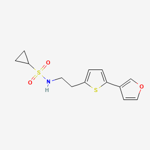 molecular formula C13H15NO3S2 B2477117 N-(2-(5-(furan-3-yl)thiophen-2-yl)ethyl)cyclopropanesulfonamide CAS No. 2034255-58-6