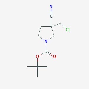 molecular formula C11H17ClN2O2 B2477118 Tert-butyl 3-(chloromethyl)-3-cyanopyrrolidine-1-carboxylate CAS No. 2375273-73-5