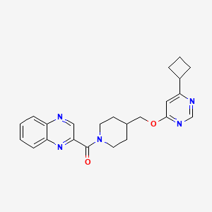 molecular formula C23H25N5O2 B2477137 (4-(((6-Cyclobutylpyrimidin-4-yl)oxy)methyl)piperidin-1-yl)(quinoxalin-2-yl)methanone CAS No. 2310125-47-2