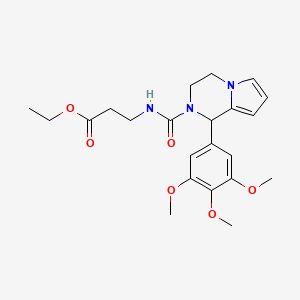 molecular formula C22H29N3O6 B2477146 Ethyl 3-(1-(3,4,5-trimethoxyphenyl)-1,2,3,4-tetrahydropyrrolo[1,2-a]pyrazine-2-carboxamido)propanoate CAS No. 899735-97-8