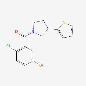 molecular formula C15H13BrClNOS B2477156 (5-溴-2-氯苯基)(3-(噻吩-2-基)吡咯烷-1-基)甲苯酮 CAS No. 2185590-29-6