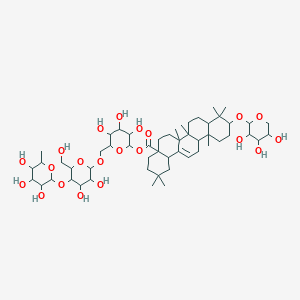 molecular formula C53H86O21 B2477158 [6-[[3,4-Dihydroxy-6-(hydroxymethyl)-5-(3,4,5-trihydroxy-6-methyloxan-2-yl)oxyoxan-2-yl]oxymethyl]-3,4,5-trihydroxyoxan-2-yl] 2,2,6a,6b,9,9,12a-heptamethyl-10-(3,4,5-trihydroxyoxan-2-yl)oxy-1,3,4,5,6,6a,7,8,8a,10,11,12,13,14b-tetradecahydropicene-4a-carboxylate CAS No. 114906-74-0