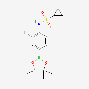 molecular formula C15H21BFNO4S B2477162 N-[2-fluoro-4-(tetramethyl-1,3,2-dioxaborolan-2-yl)phenyl]cyclopropanesulfonamide CAS No. 2246829-52-5