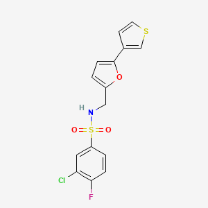 3-chloro-4-fluoro-N-((5-(thiophen-3-yl)furan-2-yl)methyl)benzenesulfonamide