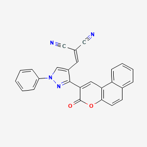 molecular formula C26H14N4O2 B2477168 2-[[3-(3-Oxobenzo[f]chromen-2-yl)-1-phenylpyrazol-4-yl]methyliden]propandinitril CAS No. 475626-64-3