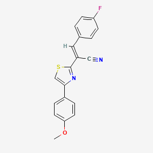 molecular formula C19H13FN2OS B2477170 3-(4-氟苯基)-2-(4-(4-甲氧基苯基)-噻唑-2-基)-丙烯腈 CAS No. 332056-04-9