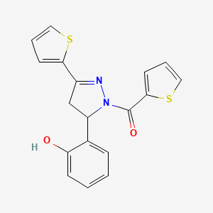 2-[3-(thiophen-2-yl)-1-(thiophene-2-carbonyl)-4,5-dihydro-1H-pyrazol-5-yl]phenol