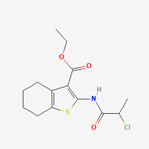 molecular formula C14H18ClNO3S B2477178 Ethyl 2-[(2-chloropropanoyl)amino]-4,5,6,7-tetrahydro-1-benzothiophene-3-carboxylate CAS No. 632332-28-6