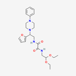 molecular formula C24H34N4O5 B2477184 N1-(2,2-二乙氧基乙基)-N2-(2-(呋喃-2-基)-2-(4-苯基哌嗪-1-基)乙基)草酰胺 CAS No. 877631-77-1