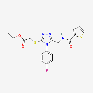 molecular formula C18H17FN4O3S2 B2477187 Ethyl 2-[[4-(4-fluorophenyl)-5-[(thiophene-2-carbonylamino)methyl]-1,2,4-triazol-3-yl]sulfanyl]acetate CAS No. 689749-13-1