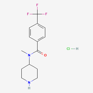 molecular formula C14H18ClF3N2O B2477188 N-methyl-N-(piperidin-4-yl)-4-(trifluoromethyl)benzamide hydrochloride CAS No. 1580795-67-0