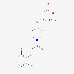 molecular formula C20H21ClFNO4 B2477189 4-((1-(3-(2-cloro-6-fluorofenil)propanoyl)piperidin-4-il)oxi)-6-metil-2H-piran-2-ona CAS No. 1795423-64-1