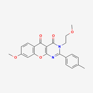 molecular formula C22H20N2O5 B2477195 8-methoxy-3-(2-methoxyethyl)-2-(p-tolyl)-3H-chromeno[2,3-d]pyrimidine-4,5-dione CAS No. 899396-41-9
