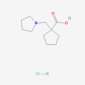molecular formula C11H20ClNO2 B2477196 1-(Pyrrolidin-1-ylmethyl)cyclopentane-1-carboxylic acid hydrochloride CAS No. 2230799-94-5