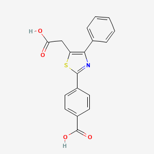 molecular formula C18H13NO4S B2477201 4-[5-(carboxymethyl)-4-phenyl-1,3-thiazol-2-yl]benzoic Acid CAS No. 861209-67-8