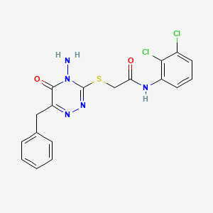 molecular formula C18H15Cl2N5O2S B2477206 2-[(4-amino-6-benzyl-5-oxo-4,5-dihydro-1,2,4-triazin-3-yl)sulfanyl]-N-(2,3-dichlorophenyl)acetamide CAS No. 886964-44-9