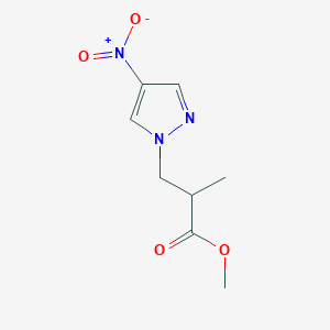 molecular formula C8H11N3O4 B2477209 methyl 2-methyl-3-(4-nitro-1H-pyrazol-1-yl)propanoate CAS No. 1005669-96-4