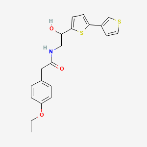 molecular formula C20H21NO3S2 B2477211 2-(4-Ethoxyphenyl)-N-[2-hydroxy-2-(5-thiophen-3-ylthiophen-2-yl)ethyl]acetamide CAS No. 2320538-46-1