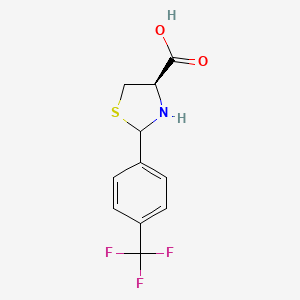 molecular formula C11H10F3NO2S B2477212 (4R)-2-[4-(trifluoromethyl)phenyl]-1,3-thiazolidine-4-carboxylic acid CAS No. 295313-71-2